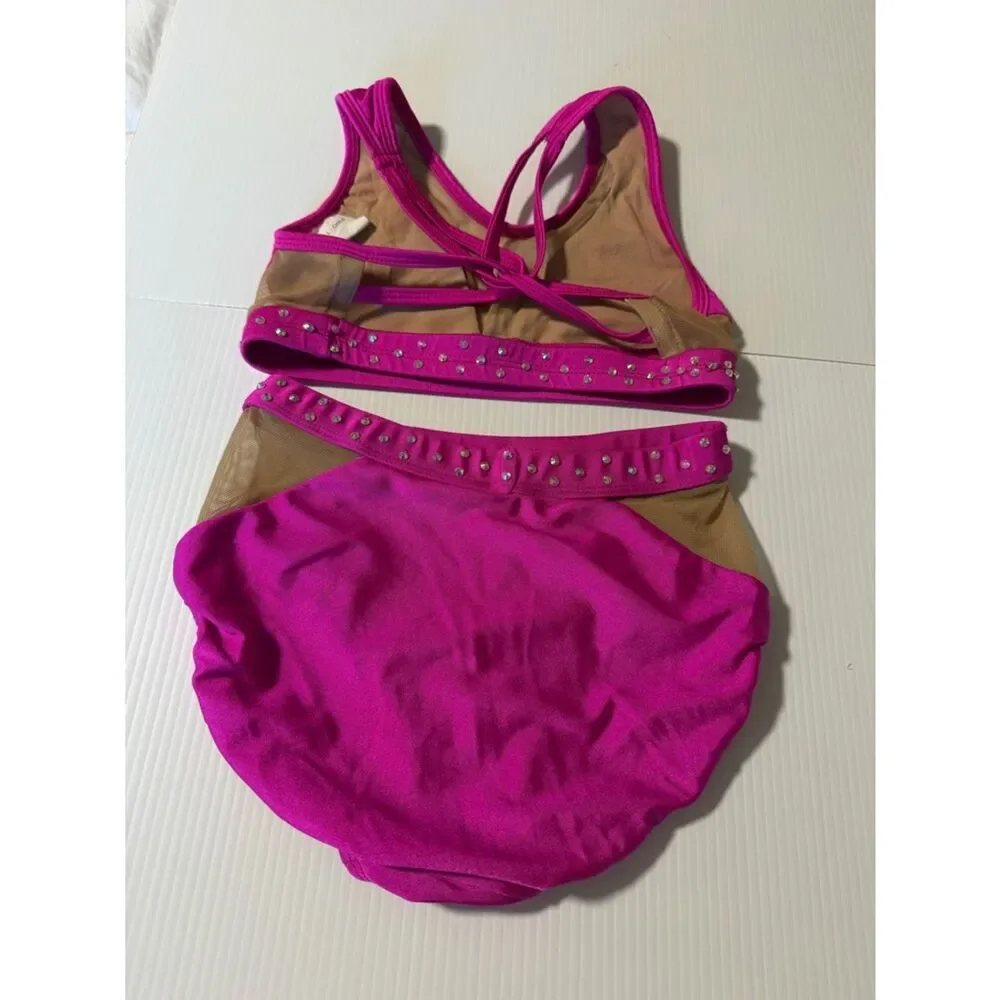 Opra solo custom dance costume leotard 2 piece hot pink illusion MC/LC child